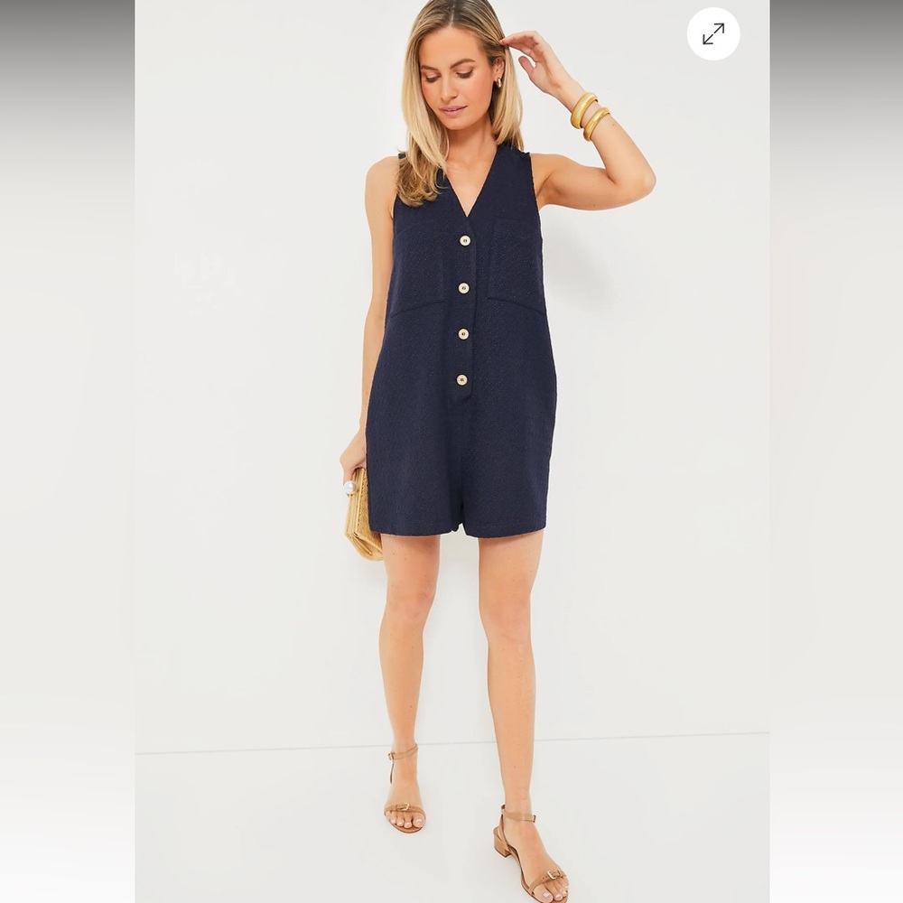 Navy Textured Myla Romper